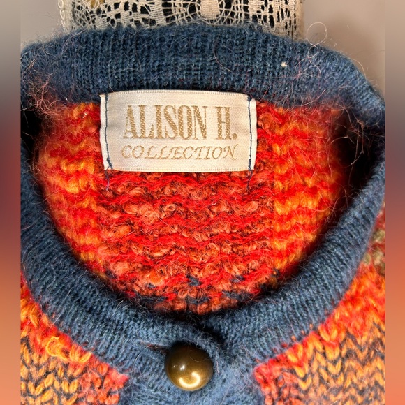 Vintage Allison H mohair plaid oversized sweater cardigan - Picture 11 of 12